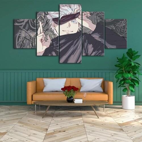 5 Pieces Jujutsu Kaisen Poster Wall HD Japanese Anime Painting Modular Art Canvas Pictures Living Room Home Decoration