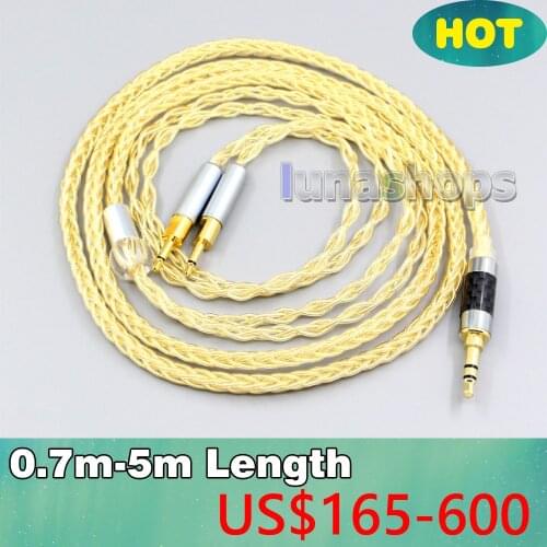 3.5mm 2.5mm 4.4mm XLR 8 Cores 99.99% Pure Silver + Gold Plated Earphone Cable For Sennheiser HD700 LN006503