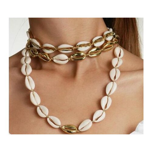 Mode Natuur Zee Shell en Zinklegering Charm Ketting Beige Koord Goud Kleur Hand Sieraden Ketting Armband voor vrouwen Sieraden A