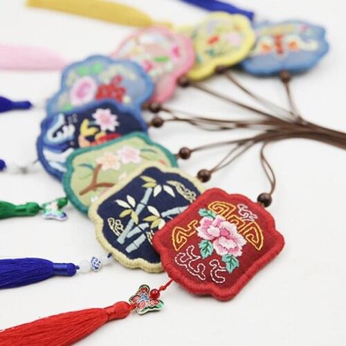 DIY Embroidery Omamori Keychain Bags Handmade Man Key Chain Amulet Cross Stitch Women Needlework Holder Couples Keyring Llaveros