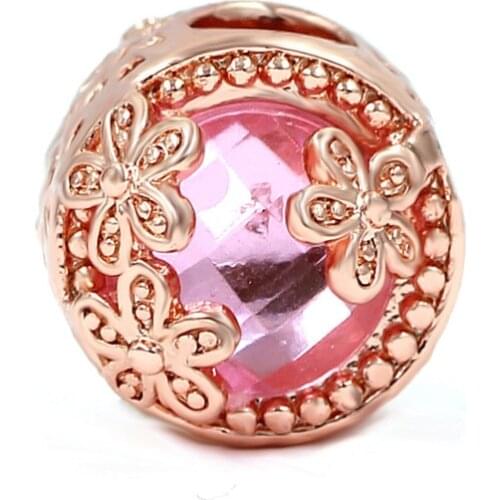 GO MAX DGW Pink And Gold Beads Fit Original Pandora Charms Bracelets DIY Women Jewelry Bracelet Making DIY Jewelry For Women