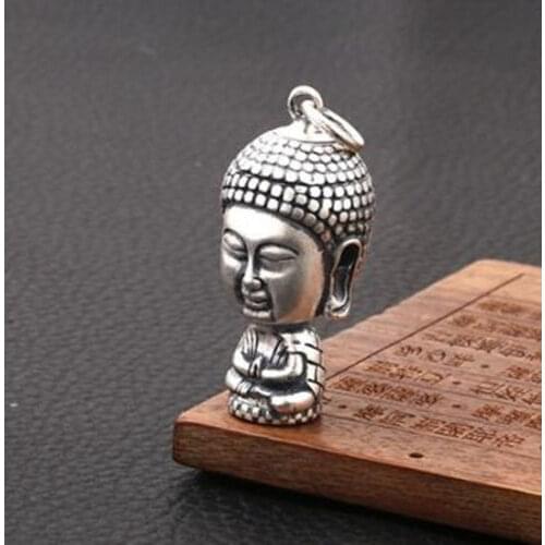 Exquisite Tibetan silver Copper Carced Sakyamuni Buddha small pendant /Statuesg