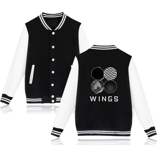 Bangtan Boys 2th Album WINGS Baseball Jacket Coat 4 Colors Parkas Autumn Winter Hoodies Sweatshirt Kpop Plus Size Tracksuit