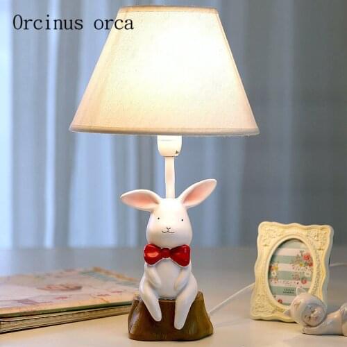 The small white rabbit lamp warm bedroom bedside lamp dimming creative childrens cartoon cute dorm Girls Birthday Gift