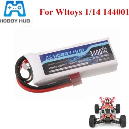 7.4 V 3400mAh Lipo battery for Wltoys 1/14 144001 RC car boat Spare Parts 2s 7.4v Battery for Wltoys 144001