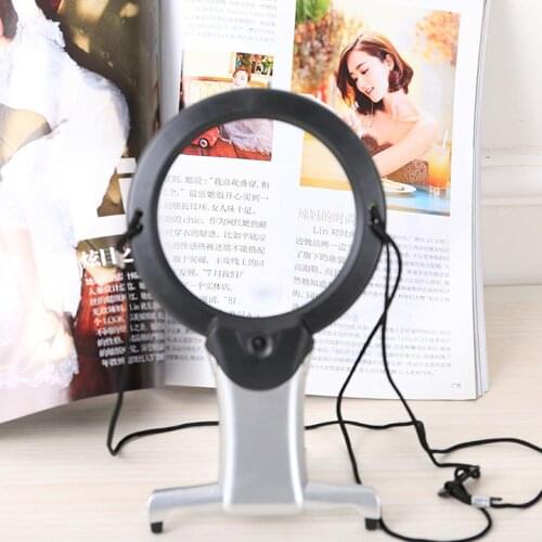 2 LED Hands Free Loupe Lighted Magnifying Glass Neck Hanging/Desktop Style Tool for Seniors Sewing Cross Stitch Embroidery new