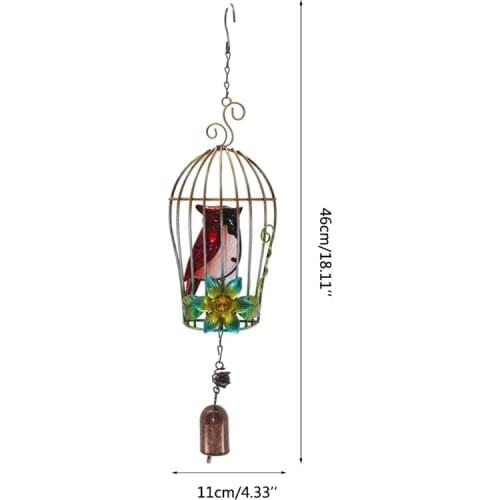 W3JE Metal Three-Dimensional Bird Cage Wind Chimes for Outside Decoration Wrought Iron Glass Spray Paint Crafts Soothing