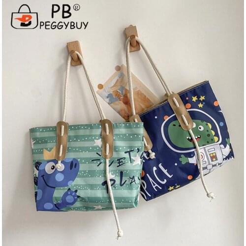 Cute Women Canvas Cartoon Print Shoulder Bag Ladies Casual Large Shopping Bags