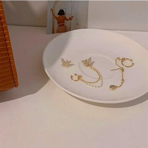 Miuoxion Retro Sweet Butterfly Zircon Tassel Earrings Simple Asymmetric Jewelry For Women Feature Namour Charm Gift All Seasons