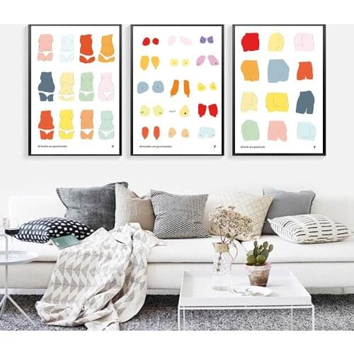 Bathroom Wall Decor Canvas Painting Nude Line Butt Canvas Art Poster Colorful Sexy Woman body Canvas Picture Fashion Art Prints