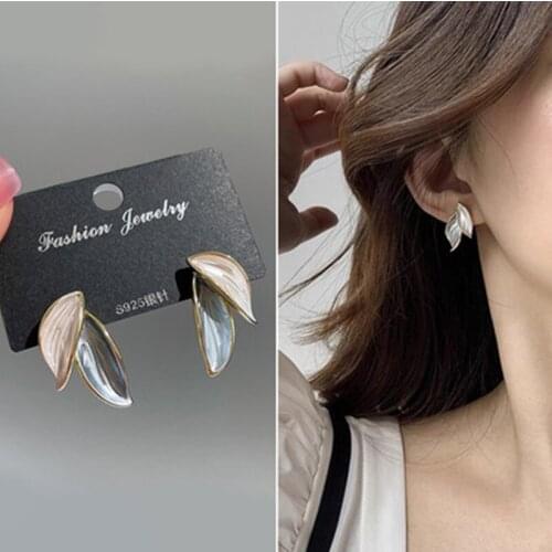 New Arrival Metal Trendy Summer Fresh Lovely Sweet Grey Leaf Dangle Earrings For Women Fashion Jewelry Gifts