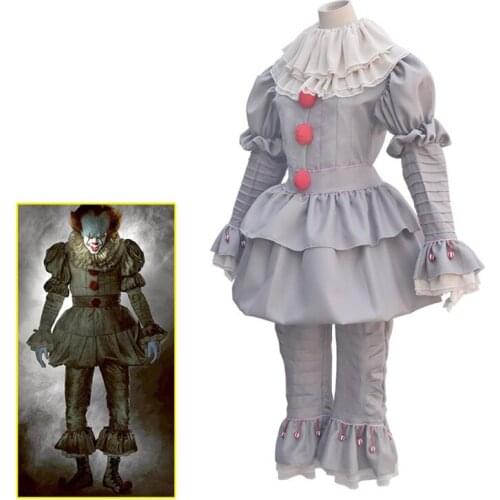 It: Chapter 2 Cosplay Pennywise Costume Horror Pennywise The Clown Costume With Mask Women Men Suit Halloween Carnival Costume