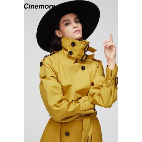 Cinemore 2020 New arrival autumn top trench coat women double breasted long outerwear for lady high quality overcoat women 9003