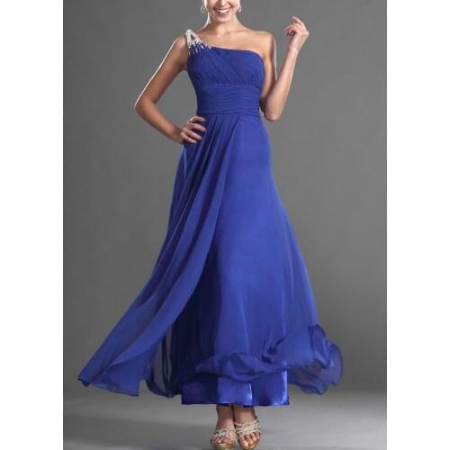 One Shoulder Bridesmaid Dress A-line Wedding Party Dress Real Photo
