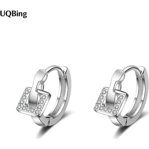 Geometric Round Square Crystal Engagement Clip Earrings for Women 925 Sterling Silver Wedding Fine Jewelry