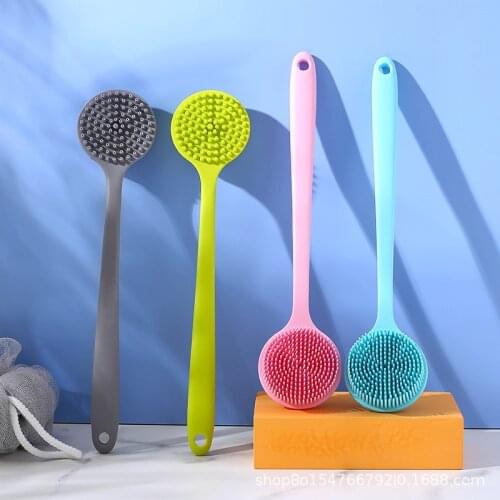 Silicone Bath Brush Back Body Shower Scrubber Brushes With Handle Exfoliating Scrub Skin Massager Exfoliation Bathroom Brush