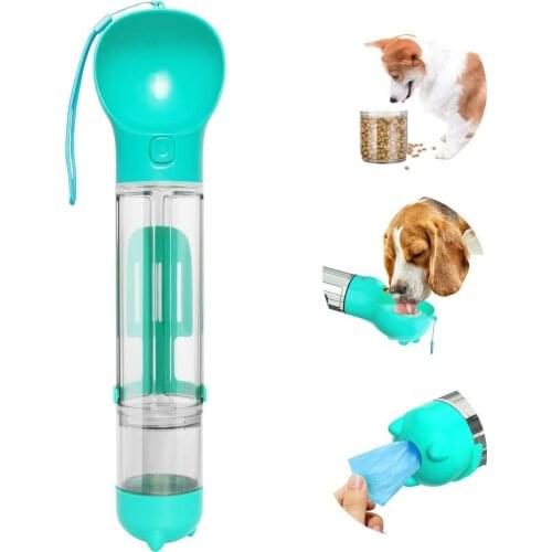 Dog Water Bottle for Walking,Portable Puppy Drink Cup Pet Travel Water Bowl Dispenser with Food Containers&Garbage Bags Outdoor