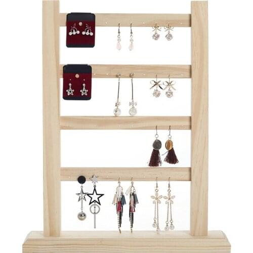 Solid Wood Earring Rack Storage Home Window Hanging Earrings Card Shelf Jewelry Live Display Rack Jewelry Display Rack