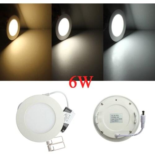 Ultra Bright 11pcs 6W Led Ceiling Recessed Downlight Round Panel light AC85-265V Led Panel Bulb Lamp Light