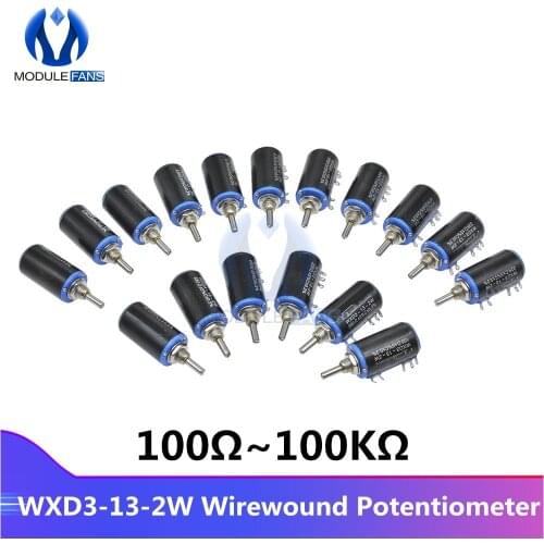 WXD3-13-2W Wirewound Potentiometer Resistance Ohm 10 Turns Linear Rotary Potentiometer 5% +5% -5% Diy Electronic