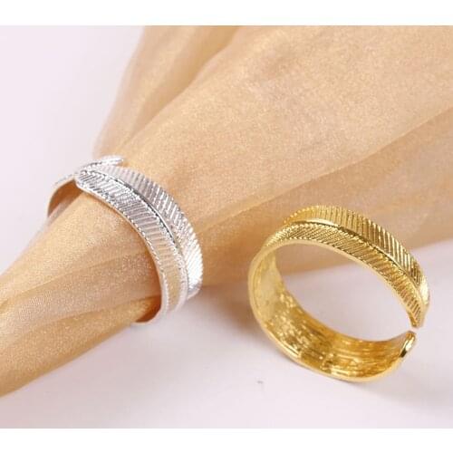 1PC Silver Gold Leaves Napkin Buckle Western Restaurant Napkin Ring for Christmas Wedding Party Table Decoration Wholesale