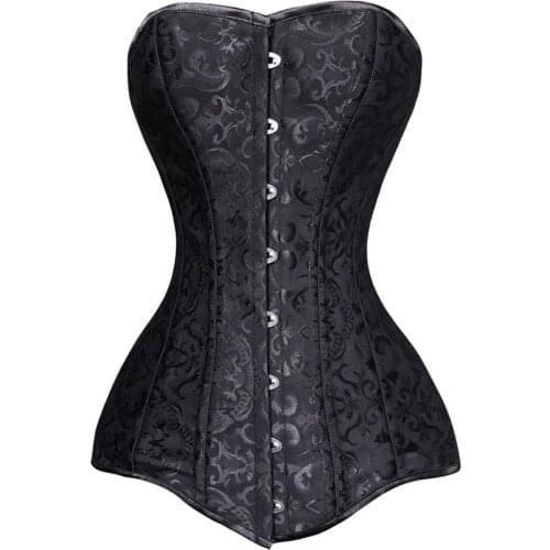 Plus Size Corset Double 26 Steel Boned Corset Overbust Long Torso Bustiers Waist Trainer Corsets Shapewear Cincher Corselet