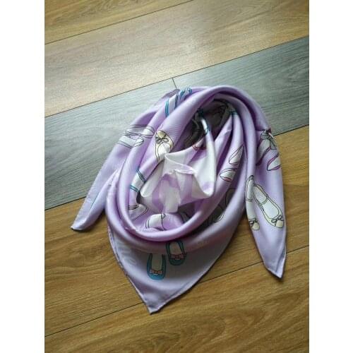 2019 new arrival fashion brand high heels pattern 100% silk scarf 90*90 cm square shawl twill wrap for women free shipping