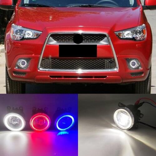 2 Functions Auto LED DRL Daytime Running Light Car Angel Eyes Fog Lamp Foglight For Mitsubishi ASX 2011-2018