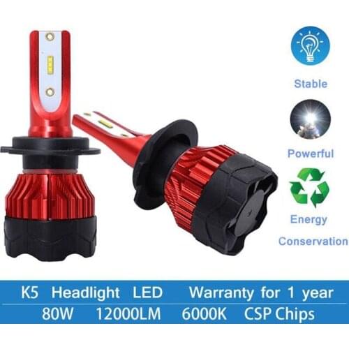 2 Pcs H4 H7 Led Headlight Car Turbo LED Kit 9006 9005 H1 H3 H8 H9 H11 CSP Chips Lamp 72W 6500K 8000LM Auto Led Bulbs K5