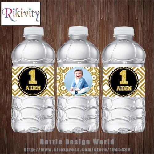 20 Pcs Personalized Photo Water Bottle Wine Labels Waterproof Candy Bar Wrapper Boy Girl Birthday Party Baby Shower Decoration
