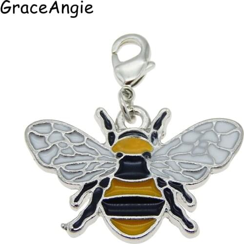 4pcs Animal Bees Pendant Gold DIY Earrings Jewelry Fit Bracelet DIY Beads Bee Alloy Car Key Rings Necklace Bangle DIYColor