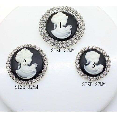 5pcs/set Multi-size Round Resin Beauty head Flatback Rhinestone Buttons Diy Accessories Wedding Invitation Beauty Avatar Shiny