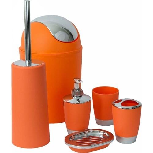 6pcs Stylish Bathroom Accessory Set Include Tumbler Toothbrush & Toilet Brush Holder Lotion Dispenser Soap Dish Trash Bin