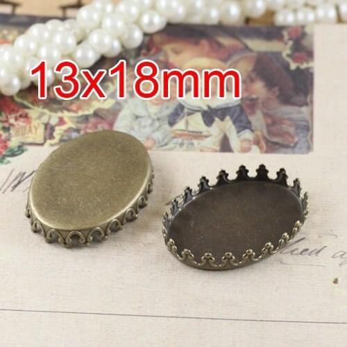 Free shipping!!! Lead Free 300pcs/lot Inside size 13x18mm bronze coloroval imperial crown Cameo Base Sett