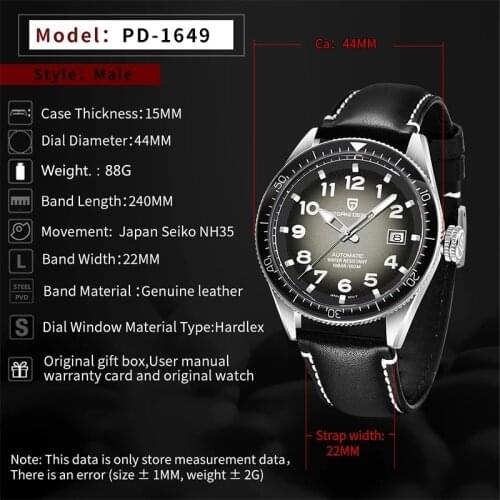 PAGANI DESIGN Mens Brand Mechanical Watch Fashion Automatic 100M Waterproof Clock Business Sports Casual Watch Relogio Masculin