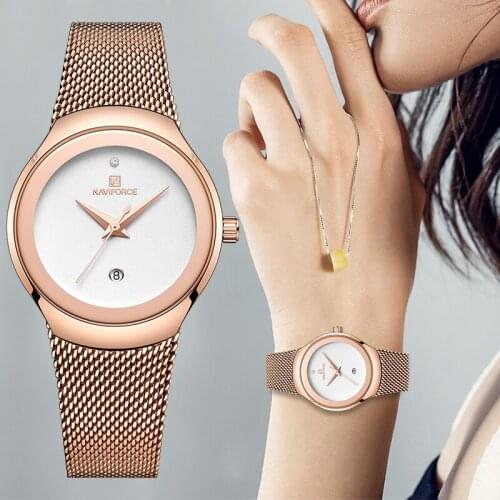 NAVIFORCE Watch Women Fashion Casual Quartz Watches Lady Waterproof Rose Gold Wristwatch Simple Girl Clock Relogio Feminino