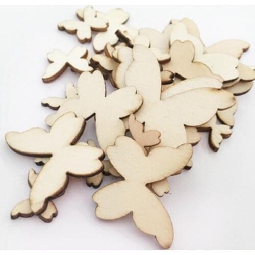100pcs 10MM Butterfly Shape Log Color Wooden Chips 15MM 20MM Wood Ornaments Shapes Embellishment DIY Crafts Decorations