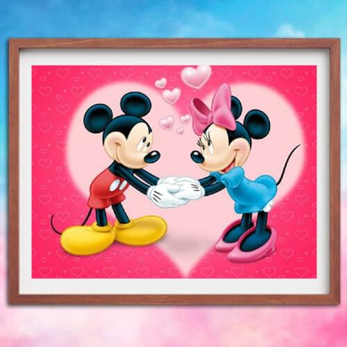 Disney DIY Round Diamond Painting Cross Stitch Kit Cartoon Mickey Minnie Love Diamond Embroidery Mosaic Home Sticker Gift