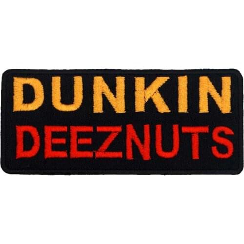 DUNKIN DEEZNUTS Name Tags Patch Embroidered Punk Biker Clothes Apparel Accessories Badge