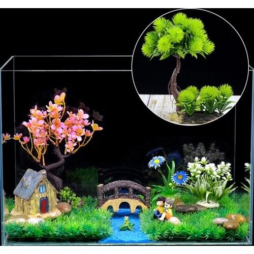 Artificial Aquarium Plants Decoration Fish Tank Water Plant Grass Ornament Plastic Underwater Aquatic Water Pine Viewing Decor