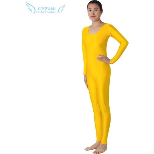 Yellow Lycra Headless Zentai Suit Spandex Full Body Skin Tight Jumpsuit Unitard Dancewear Bodysuit Costumes For Women