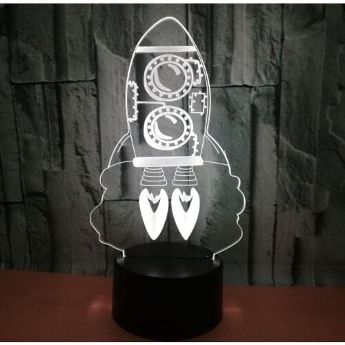 Colorful 3d Creative Vision Nightlight Rocket 3d Stereo Desk Lamp Hot Selling Creative Usb Table Lamps For Living Room