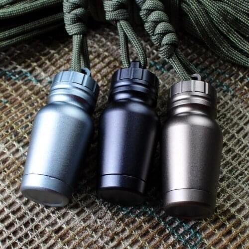 Mini Outdoor Waterproof Storage Metal Emergency Survival Pill Jar Capsule Sealed Bottle EDC Pendant Container First Aid Tank
