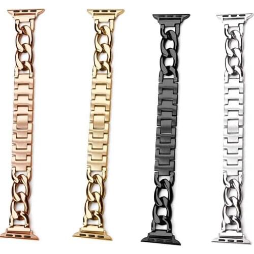 Fashion women stainless steel band For Apple watch strap 38 40mm link bracelet sereis 6/5/4/3/2/1 for iwatch se bands 42 44