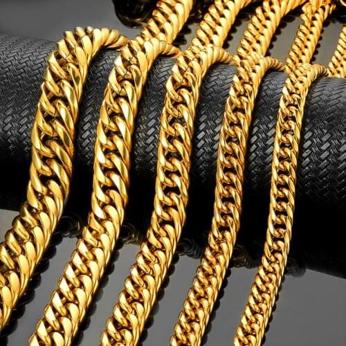 13/16mm Hip Hop Mens 316L Stainless Steel Curb Cuban Link Chain Necklace Jewery Fashion Choker Chain Punk Style Gift 7-40inch