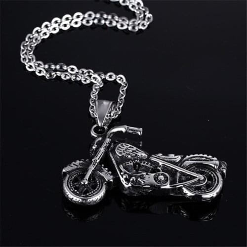 Motorcycle Rider Men Necklace Pendant For Boyfriend Male Stainless Steel Long Chain Punk Jewelry Creativity Goth Gift Wholesale