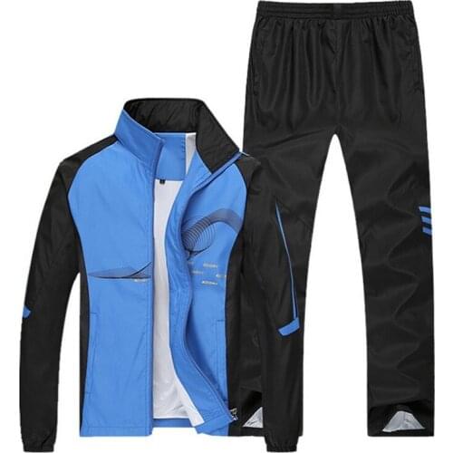 5XL 2020 Mens Exercise Active SportSuit Sweatshirts Patchwork Men hoodies Stand Collar Sportswear Male Outwear Tracksuit+Pants