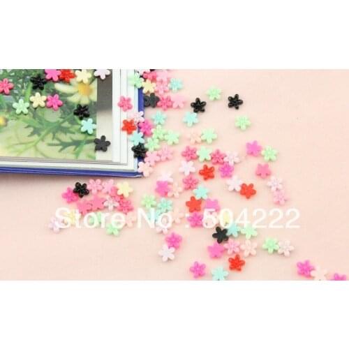 Set of 150pcs handmade miniature nail art resin colorful flower Cabochon for Kawaii Decoden DIY 7mm