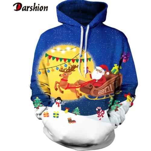 New Fashion Hoodie Sweatshirt 3D Printing Cartoon Santa Claus And His Friends Graffiti Autumn And Winter Christmas Series Hoodie