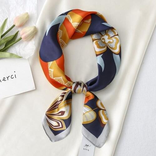 Yishine New 70*70cm Silk Finish Elegant Floral Print Brand Women Luxury Scarf Fine Headwraps